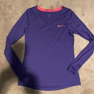 Nike pro fitted workout shirt purple size large excellent condition.